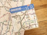 【ネコポスOK】　鉄道路線図ハンカチ　関西