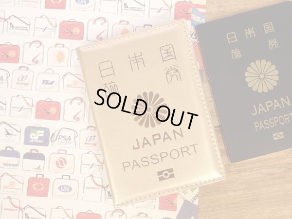 画像1: 【ネコポスOK】　パスポートカバー　JAPAN　ゴールド