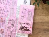 【ネコポスOK】　和紙ステッカー　レトロパック　チケット　ピンク