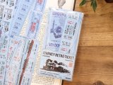 【ネコポスOK】　和紙ステッカー　レトロパック　チケット　ブルー