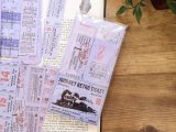 【ネコポスOK】　和紙ステッカー　レトロパック　チケット　パープル