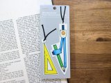 【ネコポスOK】　文具デザインブックマーク　三角定規&コンパス