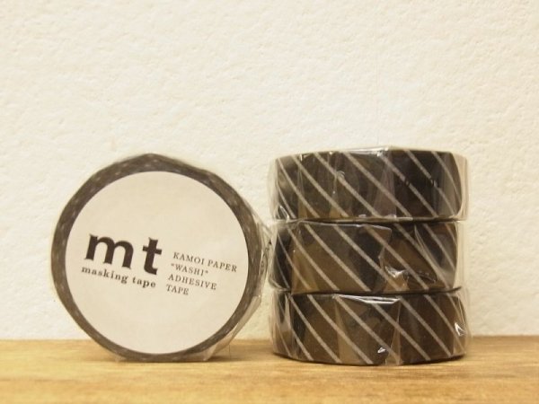 画像1: 【ネコポスOK】　カモ井加工紙　マスキングテープ　ストライプ　ブラック（1個） (1)
