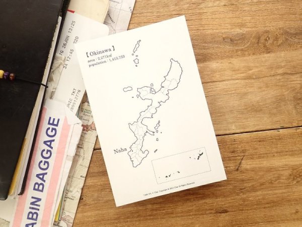 画像1: 【ネコポスOK】　旅屋オリジナル　白地図ポストカード　OKINAWA/沖縄 (1)