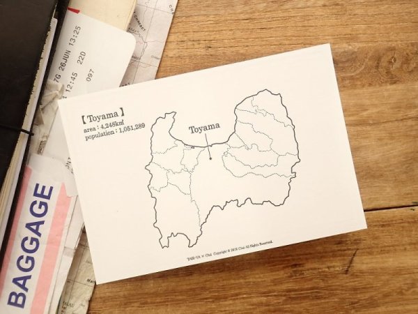 画像1: 【ネコポスOK】　旅屋オリジナル　白地図ポストカード　TOYAMA/富山 (1)