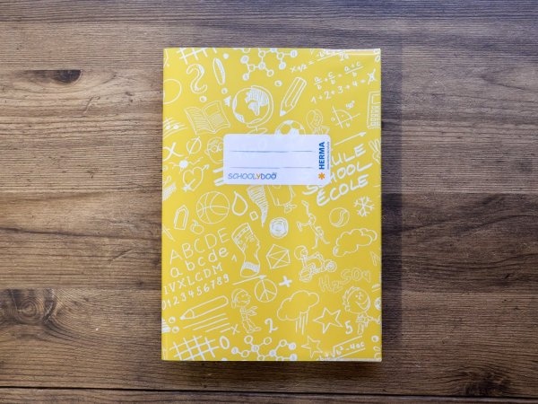 画像1: 【ネコポスOK】　HERMA　エクササイズブックカバー（ノート付き）　Schoolydoo A5　イエロー (1)