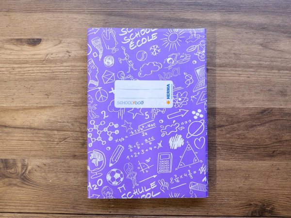 画像1: 【ネコポスOK】　HERMA　エクササイズブックカバー（ノート付き）　Schoolydoo A5　パープル (1)
