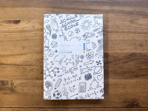 画像1: 【ネコポスOK】　HERMA　エクササイズブックカバー（ノート付き）　Schoolydoo A5　ホワイト (1)